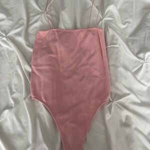 Pink Ribbed Bodysuit